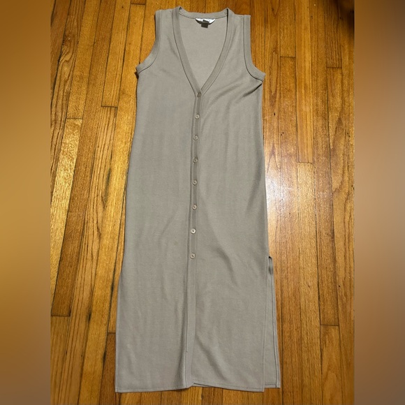 Vintage Express Womens Beige Button-Down V-Neck Sleeveless Maxi Dress Size Small - Picture 5 of 10